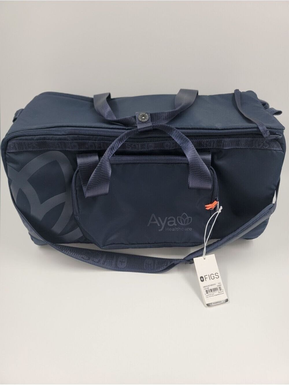 Midnight Blue Figs Scrubs Healthcare Weekender Duffle Bag with Aya Logo